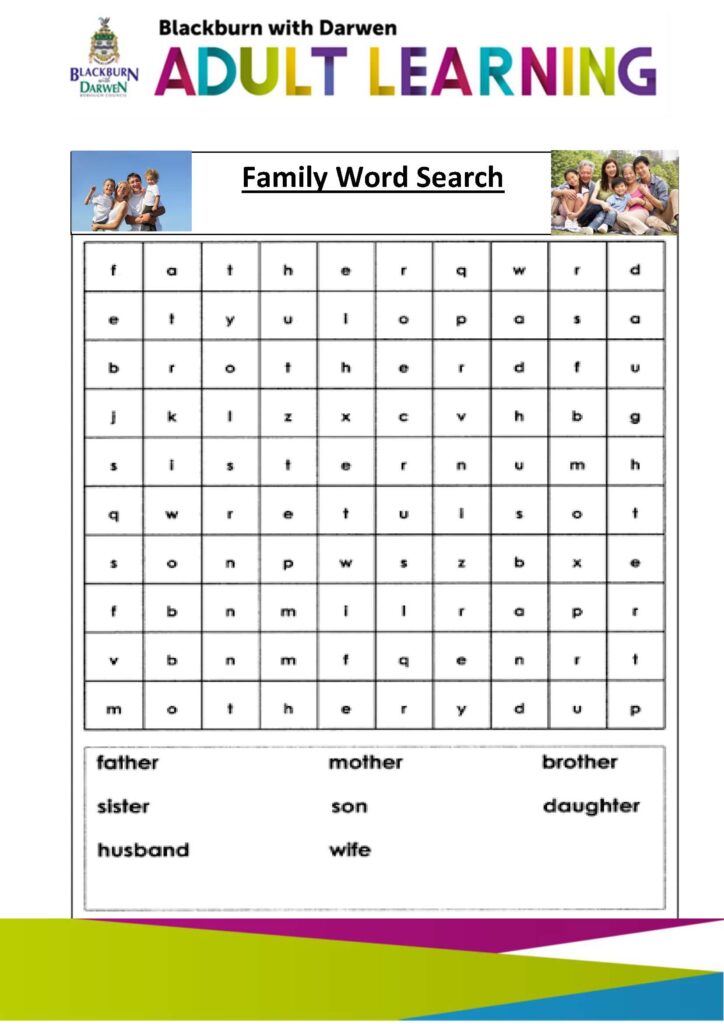 A Family Word Search activity