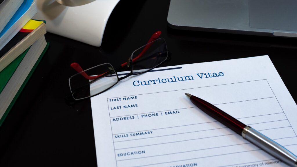 CV preparation for application