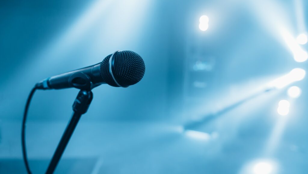 Microphone on a stage on a concert